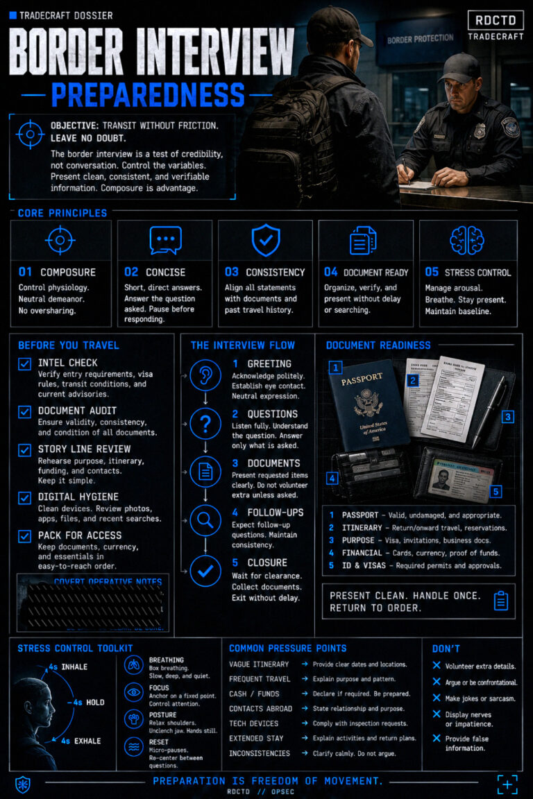 Border Crossing Interview Infographic PDF | RDCTD Tradecraft