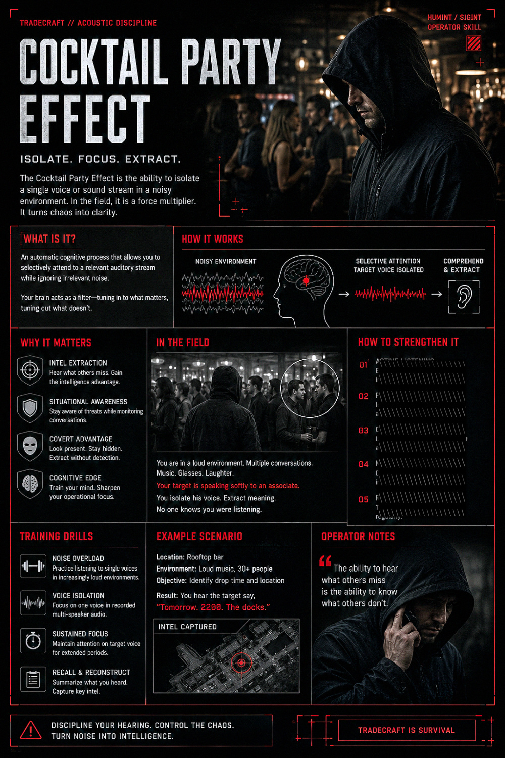 Cocktail Party Effect Infographic | RDCTD Tradecraft