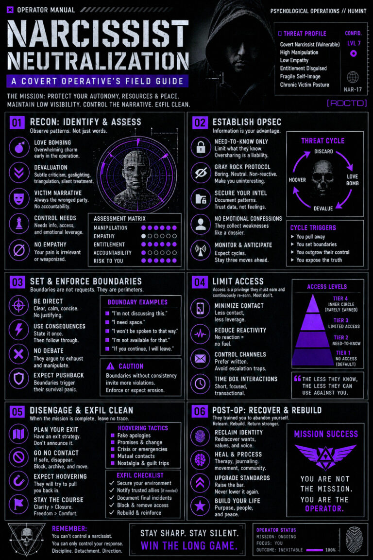 Dealing With Narcissists Infographic | RDCTD Tradecraft