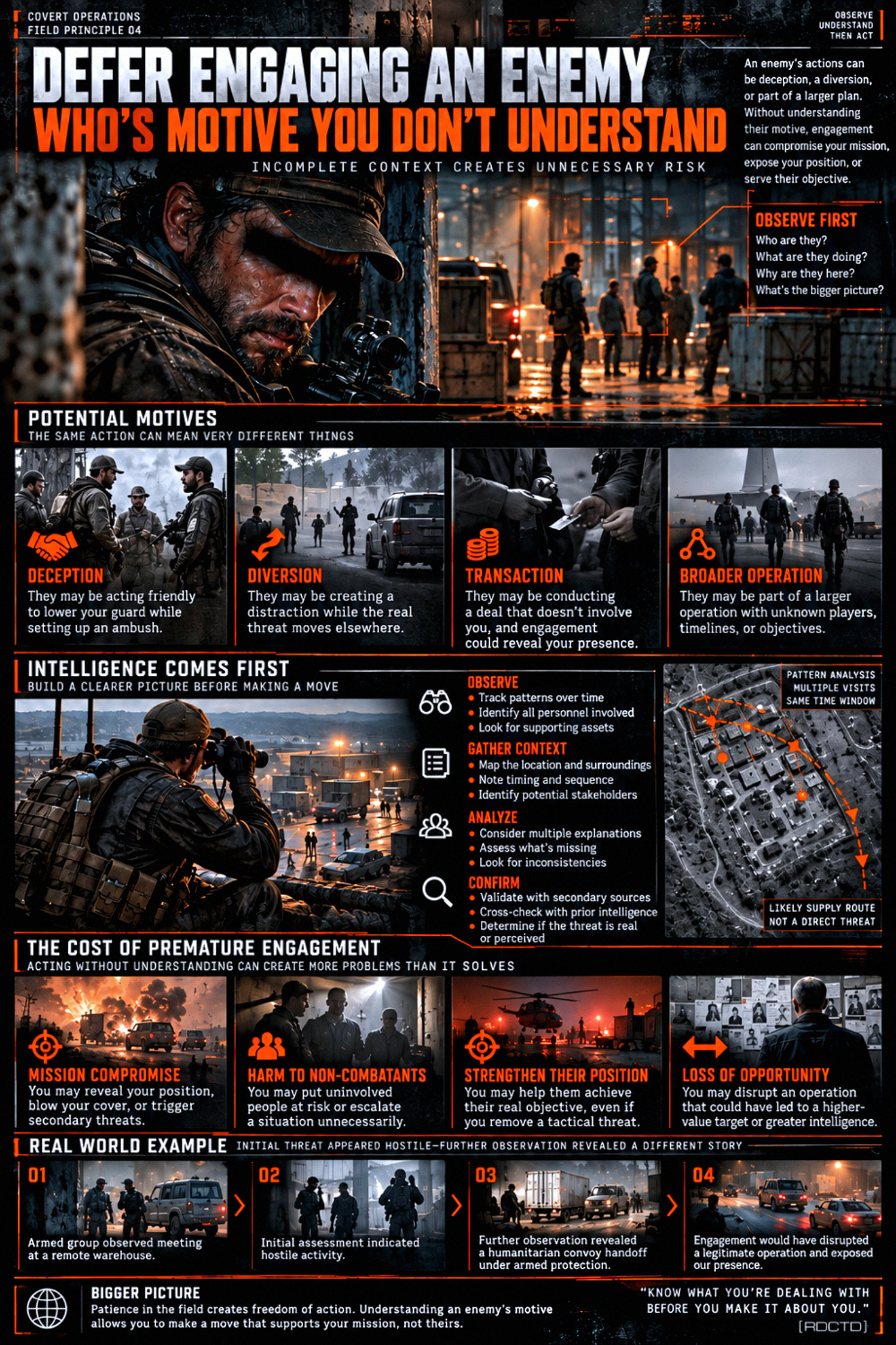 Defer Engaging an Enemy Who's Motive You Don't Understand Infographic PDF | RDCTD Tradecraft