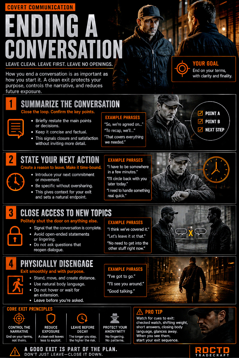 Ending a Conversation Cleanly Infographic PDF | RDCTD Tradecraft