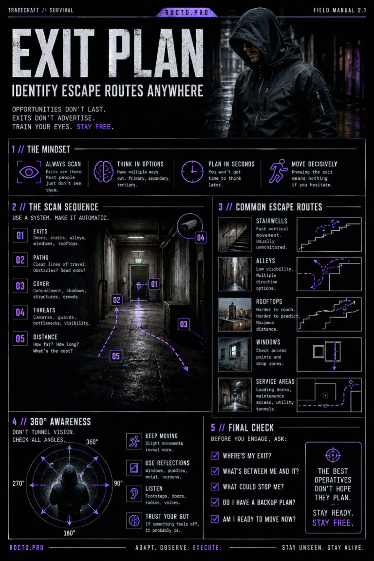 Finding Escape Routes Infographic | RDCTD Tradecraft