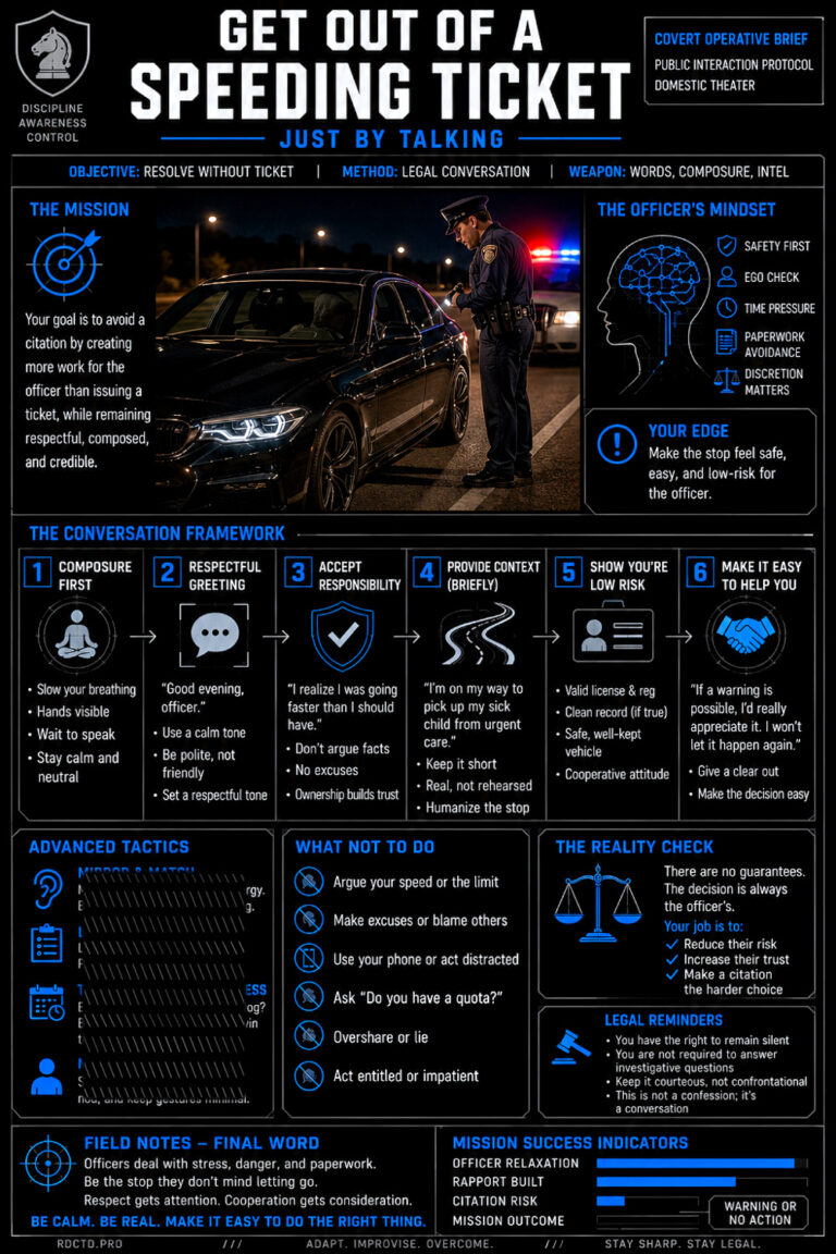 Getting Out of a Speeding Ticket Infographic | RDCTD Tradecraft
