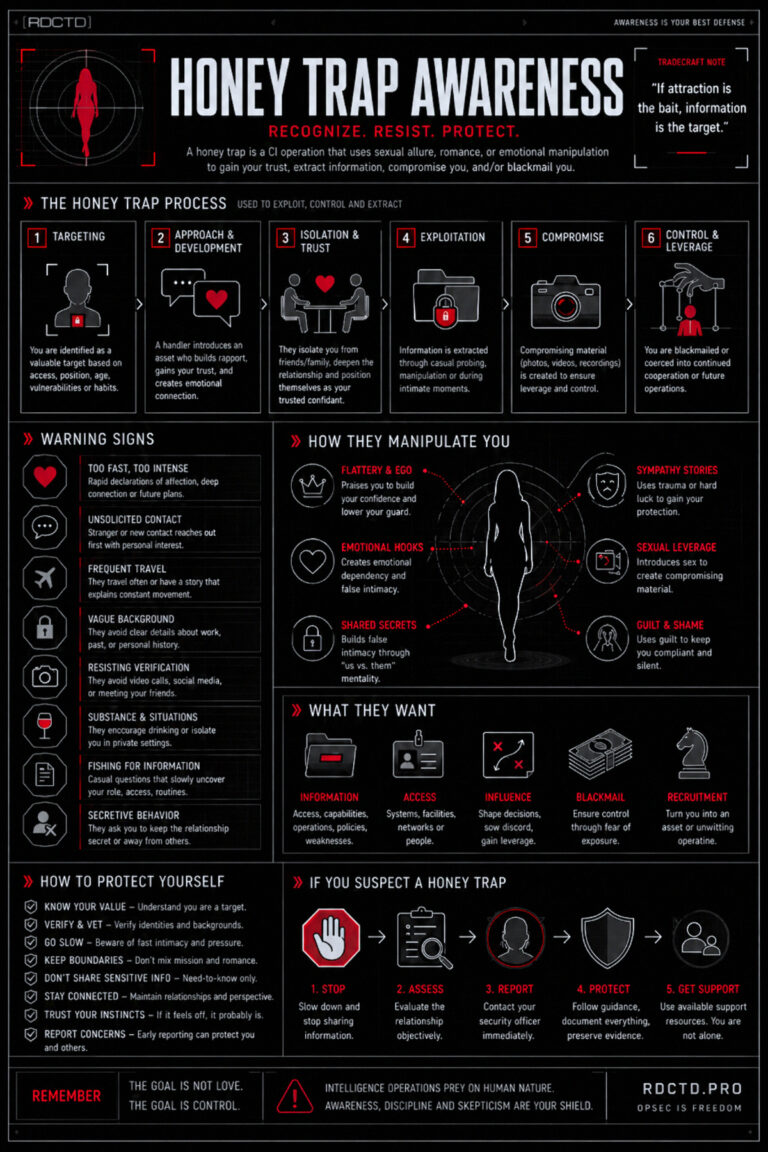Honey Trap Awareness Infographic | RDCTD Tradecraft