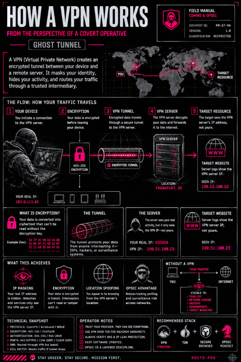 How a VPN Works Guide Infographic PDF | RDCTD Tradecraft
