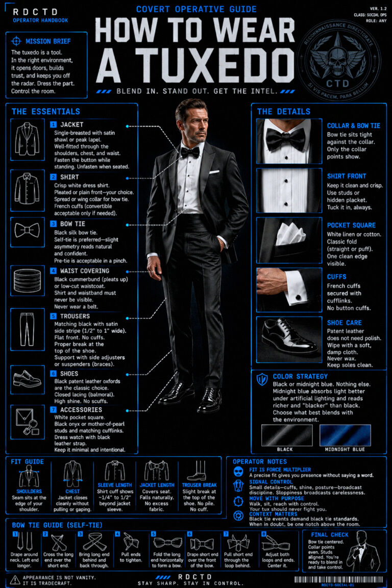 How to Wear a Tuxedo Infographic PDF | RDCTD Tradecraft