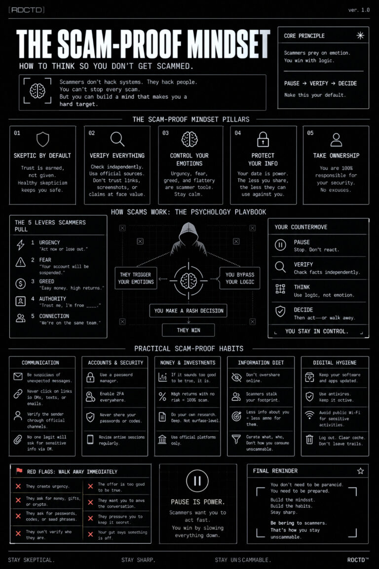How to be Unscammable Infographic | RDCTD Tradecraft