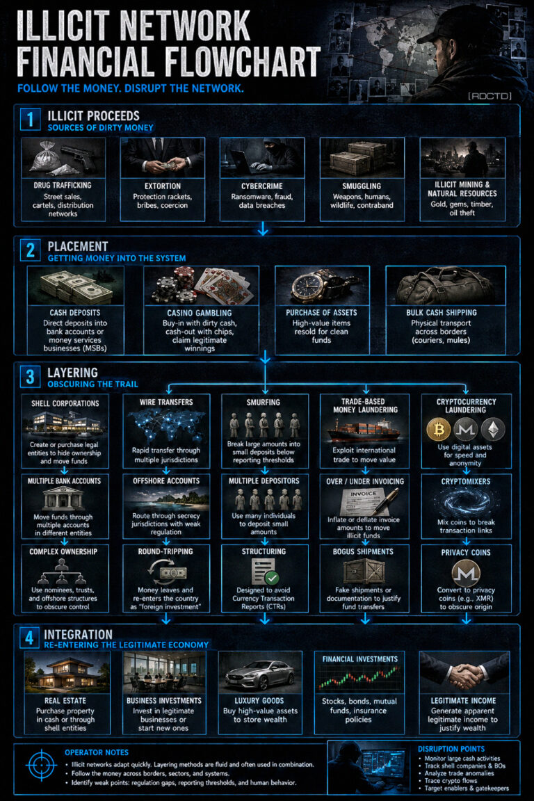 Illicit Network Financial Flowchart Infographic PDF | RDCTD Tradecraft