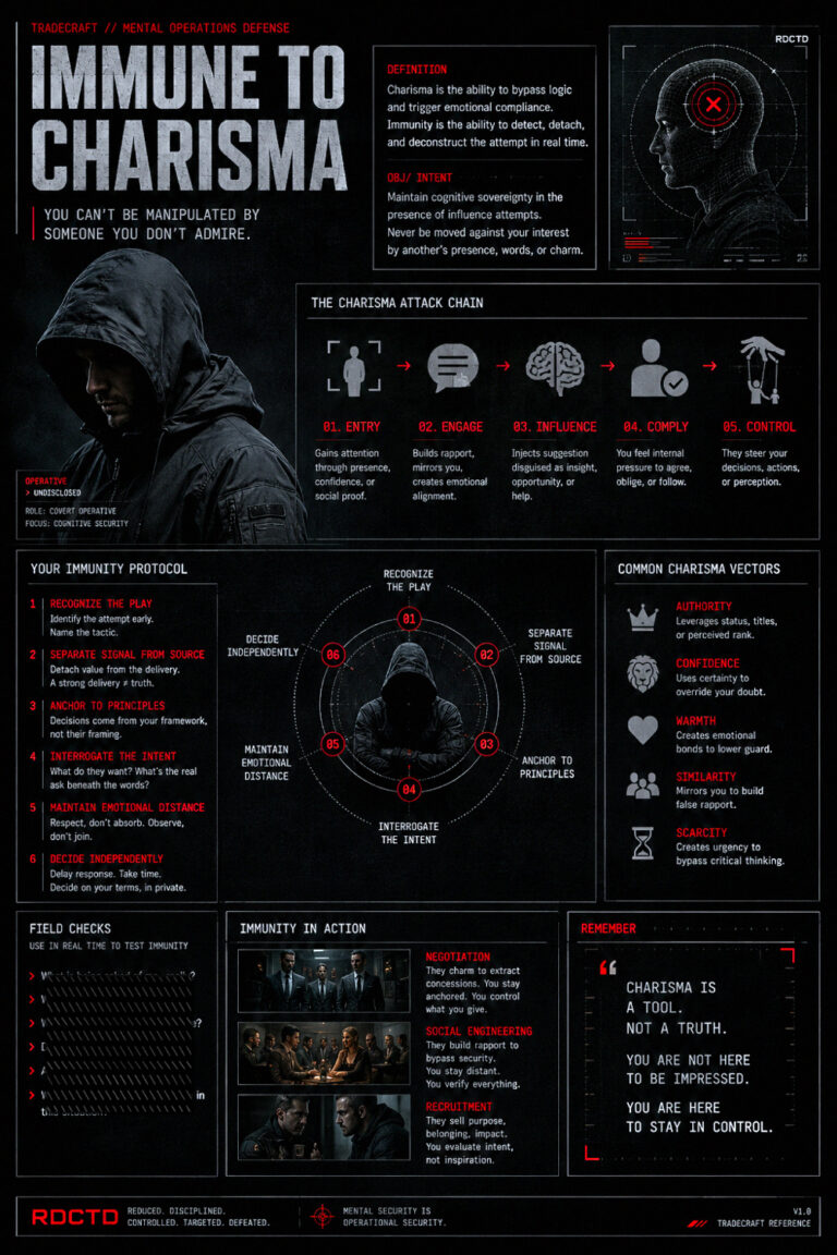 Immune to Charisma Infographic | RDCTD Tradecraft