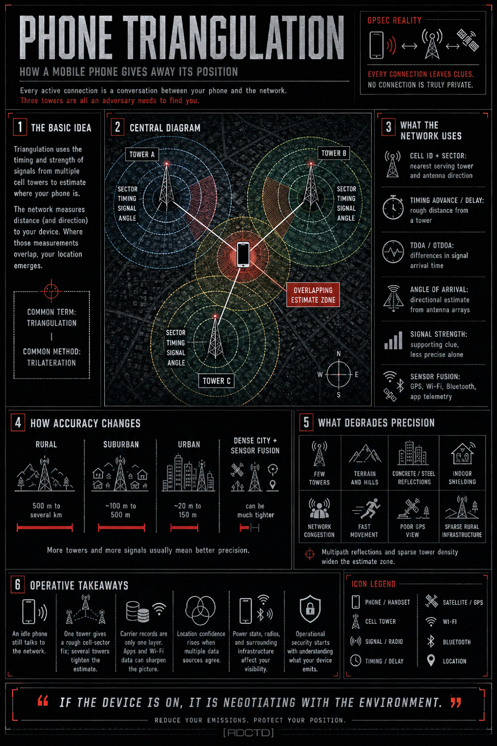Mobile Phone Triangulation Infographic | RDCTD Tradecraft