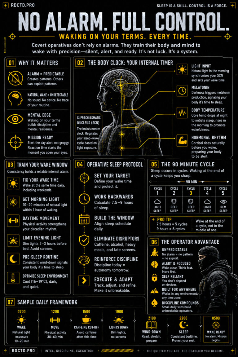 No Alarm Waking Infographic | RDCTD Tradecraft