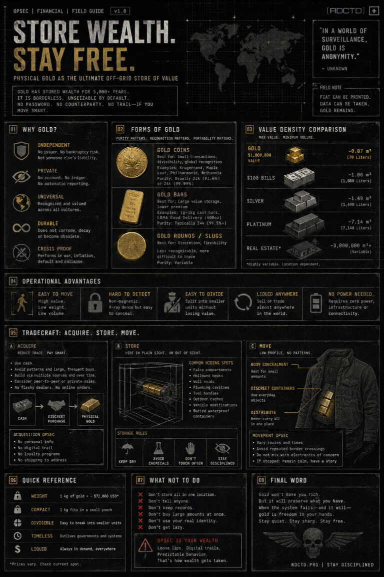 Physical Gold to Store Wealth Infographic | RDCTD Tradecraft