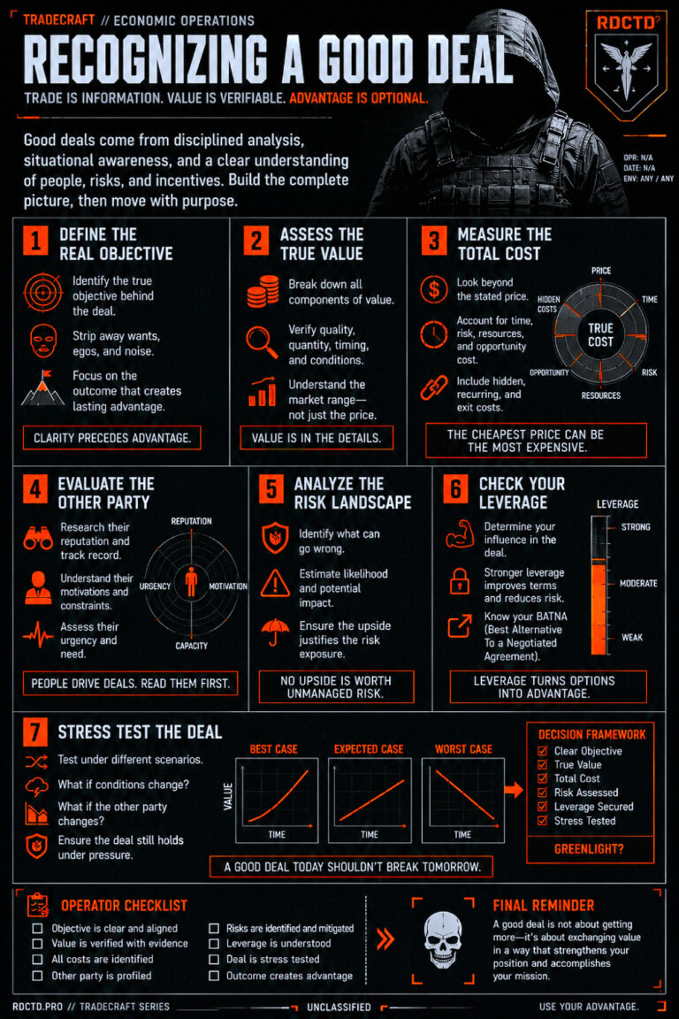 Recognizing a Good Deal Infographic | RDCTD Tradecraft