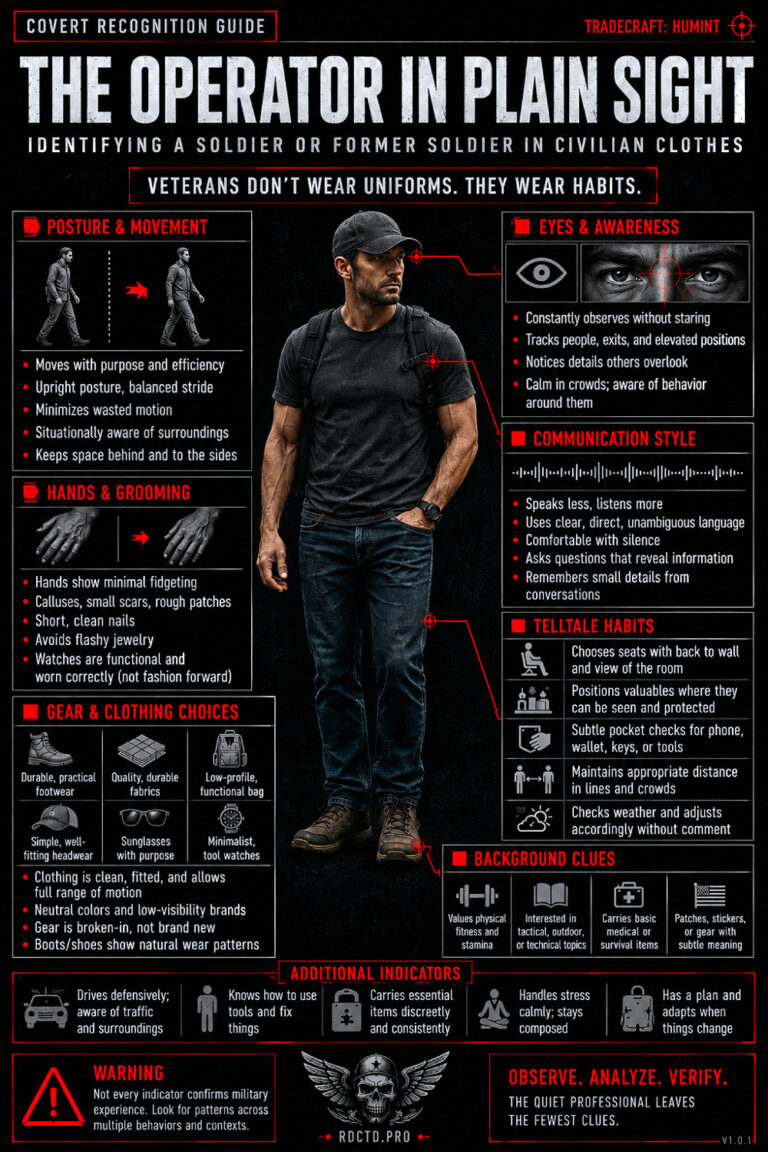 Recognizing a Soldier in Plain Clothes Infographic | RDCTD Tradecraft