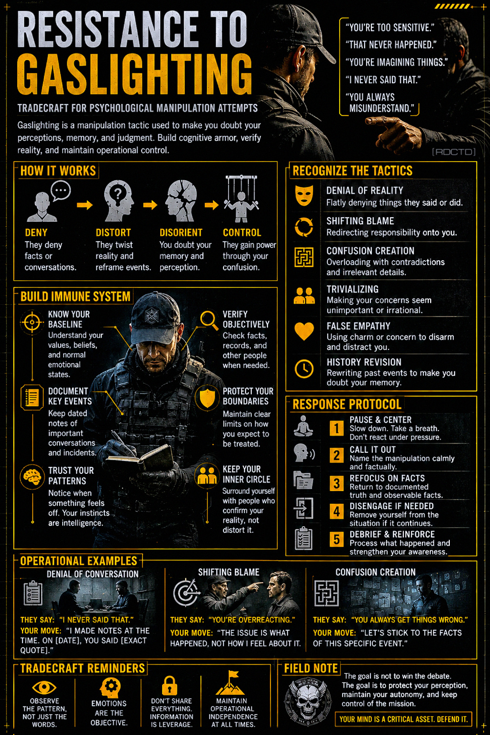 Resistance to Gaslighting Infographic PDF | RDCTD Tradecraft