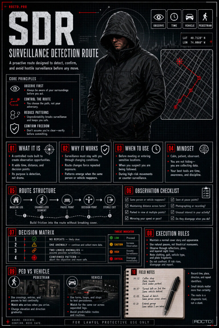 SDR – Surveillance Detection Route Infographic | RDCTD Tradecraft