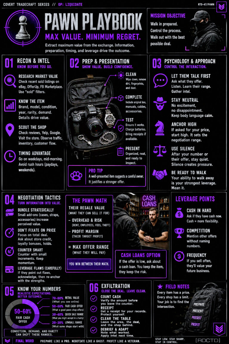 Selling to a Pawn Shop Infographic PDF | RDCTD Tradecraft