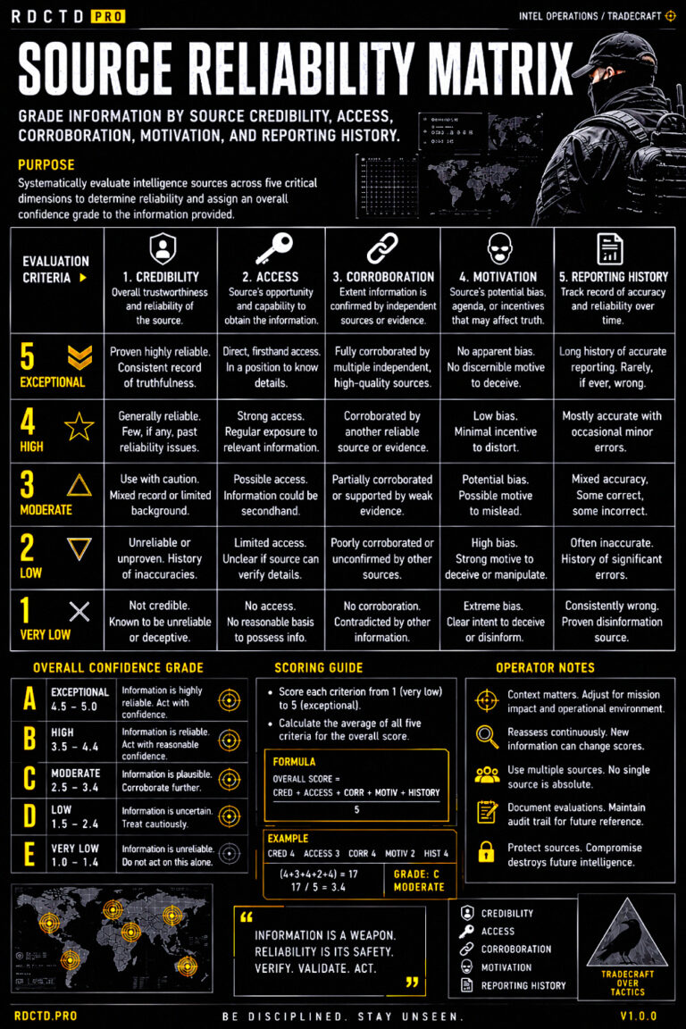 Source Reliability Matrix Infographic PDF | RDCTD Tradecraft