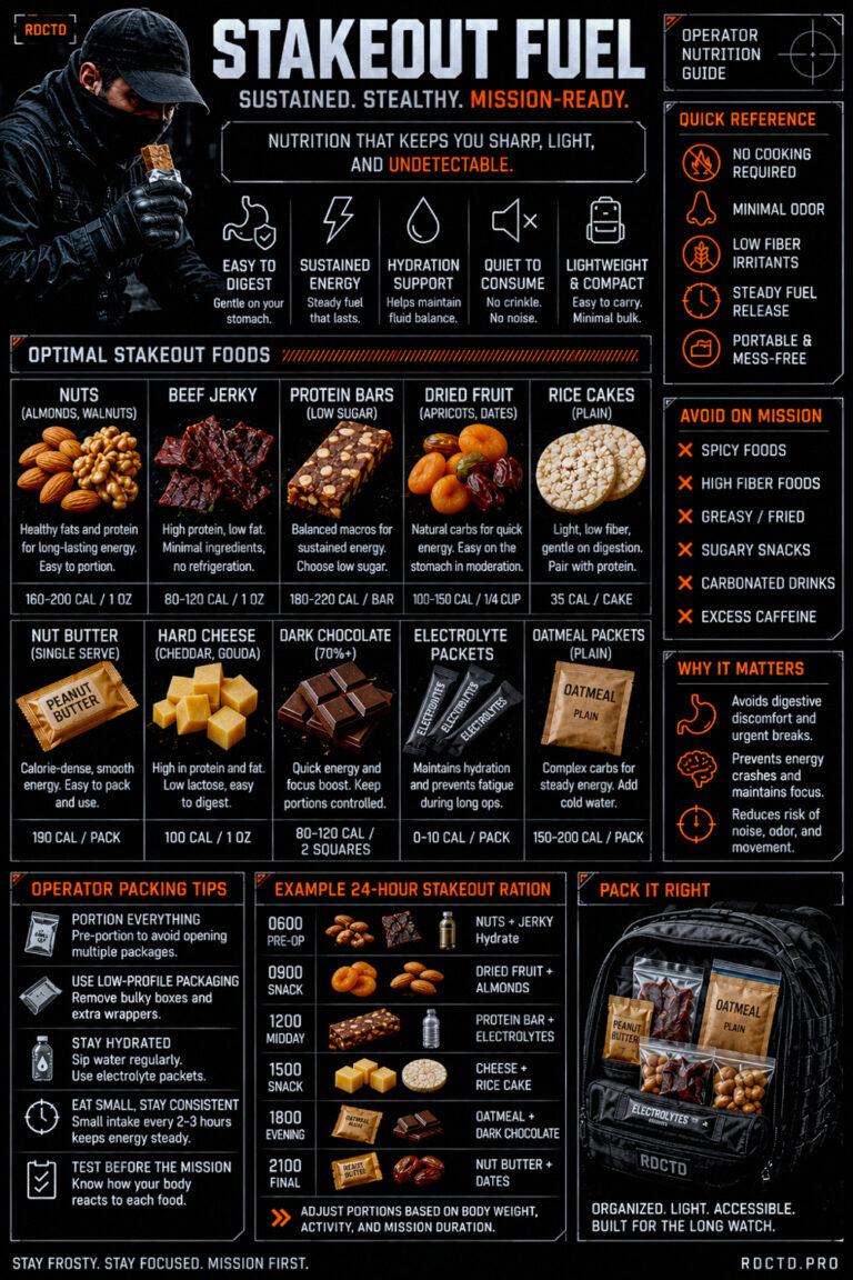 Stakeout Food Guide Infographic PDF | RDCTD Tradecraft