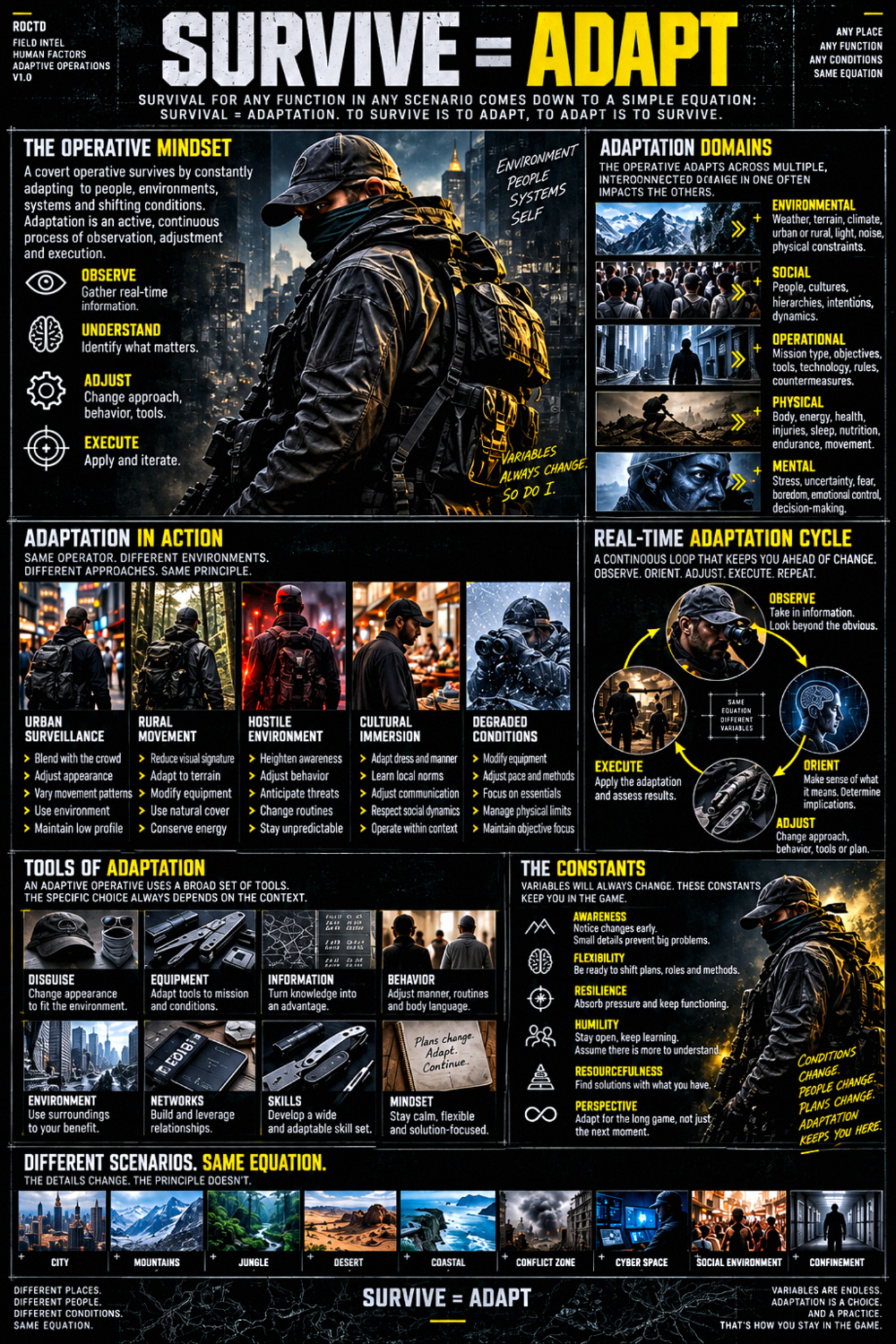 Survive = Adapt_ Field Intelligence Infographic