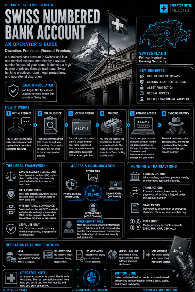 Swiss Numbered Bank Accounts Infographic PDF | RDCTD Tradecraft