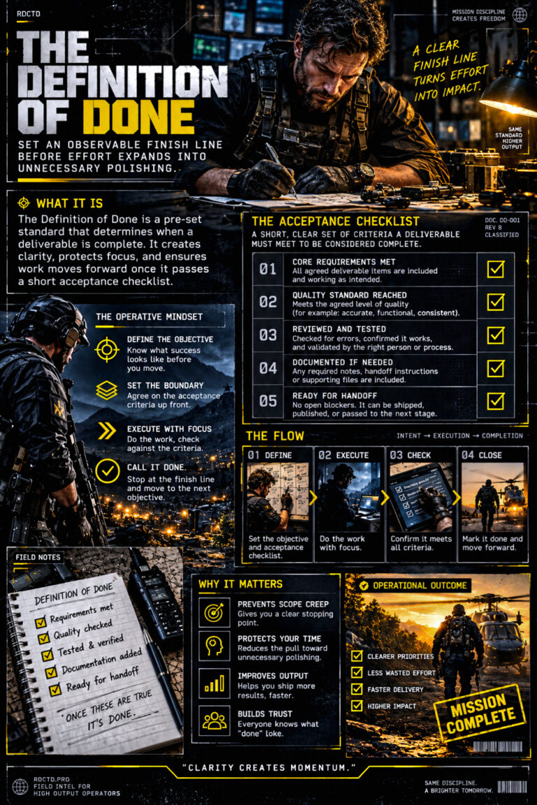 The Definition of Done Productivity Infographic PDF | RDCTD Tradecraft