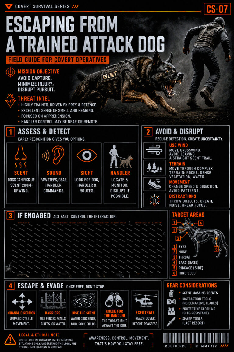 Trained Attack Dog Escape Protocol Infographic PDF | RDCTD Tradecraft