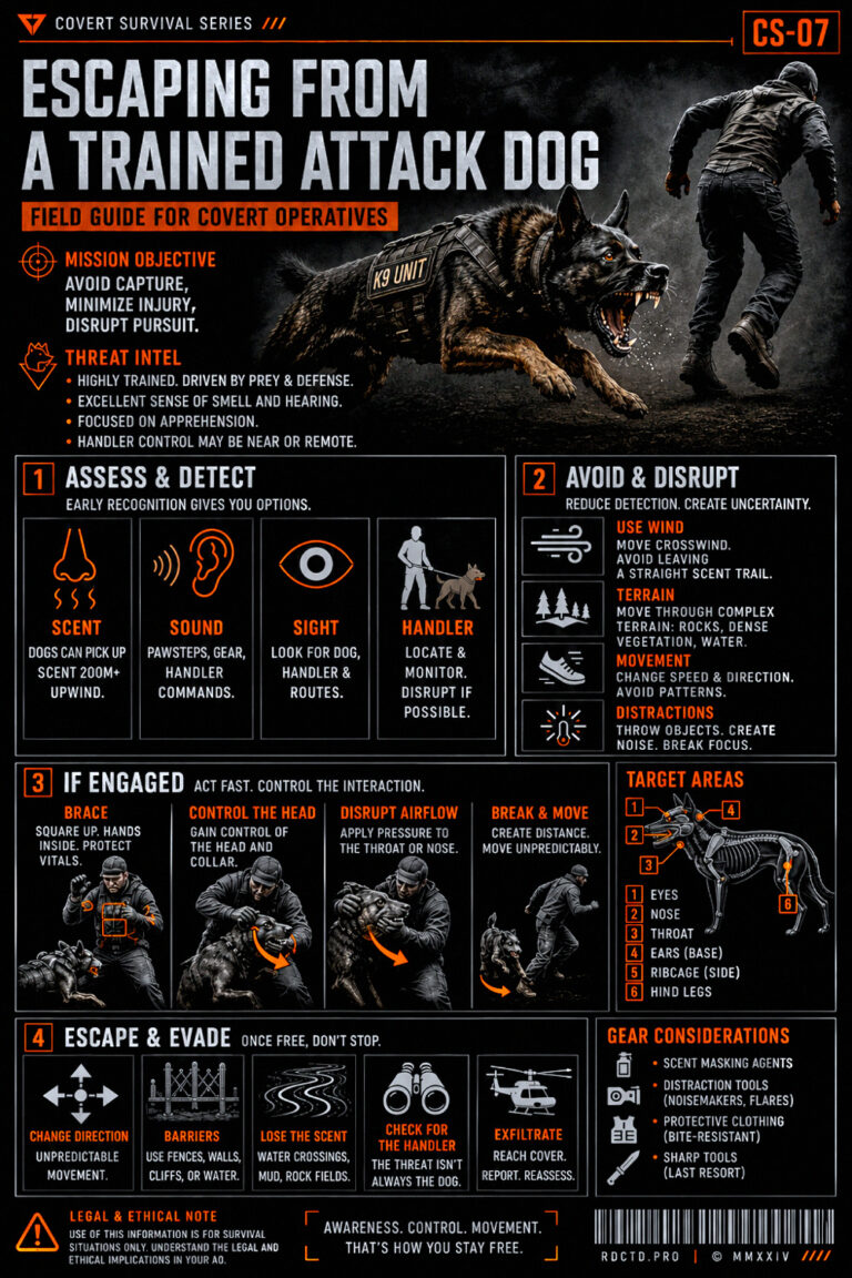 Trained Attack Dog Escape Protocol Infographic PDF | RDCTD Tradecraft