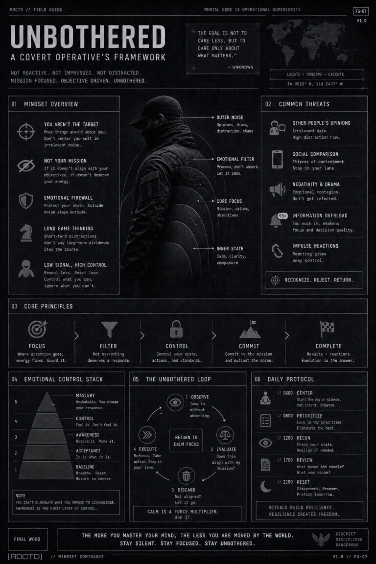 Unbothered Infographic | RDCTD Tradecraft